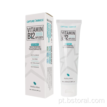OEM Vitamina B12 Crega dentária de clareamento sem pasta dentária de fluoreto